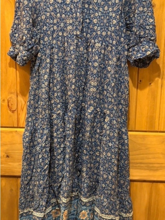 NATURAL LIFE Dresses & Skirts - NATURAL LIFE Navy Floral Tiered Maxi Dress with Border Detail